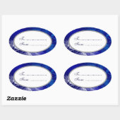 Oval Blue White Holiday Custom Gift Label Stickers (Vel)