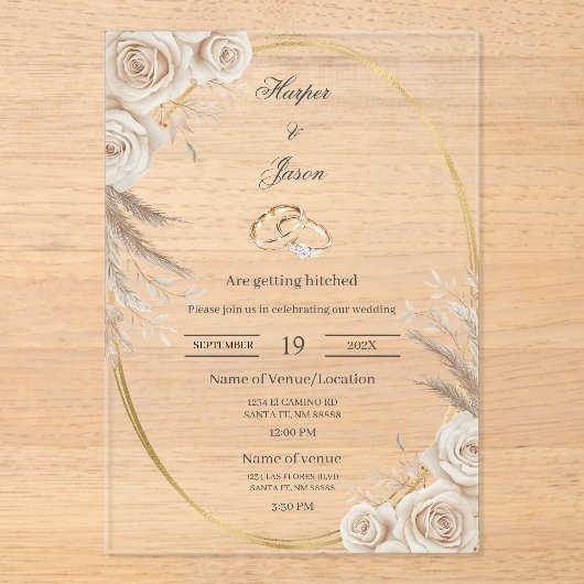 Oval Boho wedding ring Invitation (Recto)