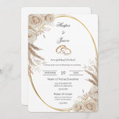 Oval Boho wedding ring Invitation (Devant / Derrière)