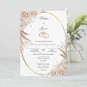 Oval Boho wedding ring Invitation Kaart (Staand voorkant)