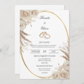 Oval Boho wedding ring Spanish Wedding Invitation (Devant / Derrière)