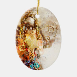 Oval Ceramic Angel Ornament