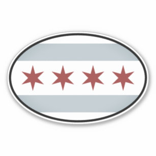 Oval  Chicago stad vinyl sticker voor auto