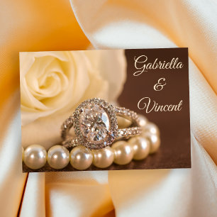 Oval Diamond Ring White Rose Wedding Kaart