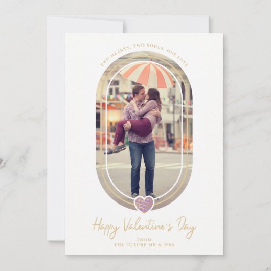 Oval Effect Purple Heart Happy Valentine's Day Save The Date (Voorkant)