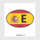 Oval Espagne code pays drapeau autocollant de voit (Feuille)