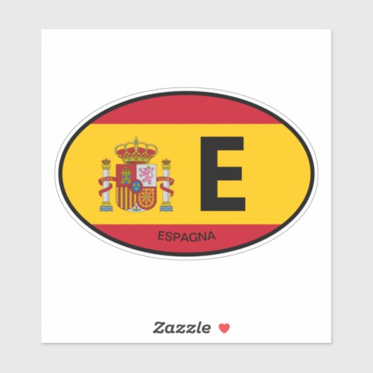 Oval Espagne code pays drapeau autocollant de voit (Feuille)