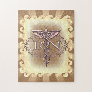 Oval Gold Caduceus RN Nurse Legpuzzel