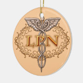Oval koper Caduceus LPN Nurse Keramisch Ornament (Links)
