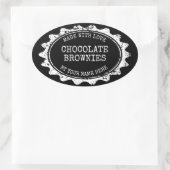 Oval Made with love stickers for homemade brownies (Sac)