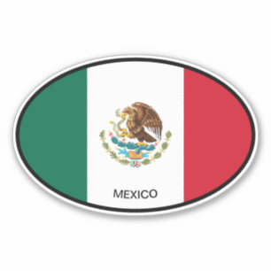 Oval Mexico flag vinyl sticker voor auto en meer