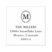 Oval Monogram Personalized Return Address Zelfinktende Stempel (Design)