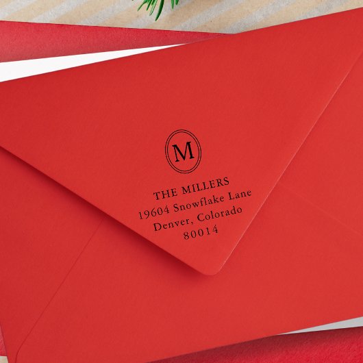 Oval Monogram Personalized Return Address Zelfinktende Stempel