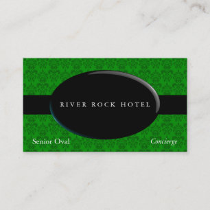 Oval Obsidian over Green Damask Visitekaartje