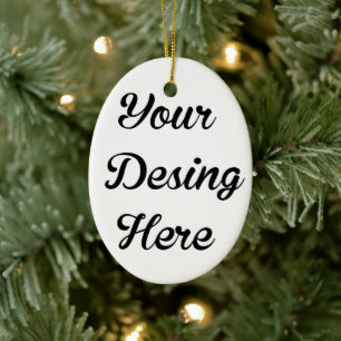 Oval Personnalisé Ornement en céramique de Noël
