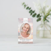 Oval Photo Ocean Sunset Carte de prière (Debout devant)