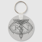 Oval Silver Caduceus RN Nurse Sleutelhanger (Voorkant)