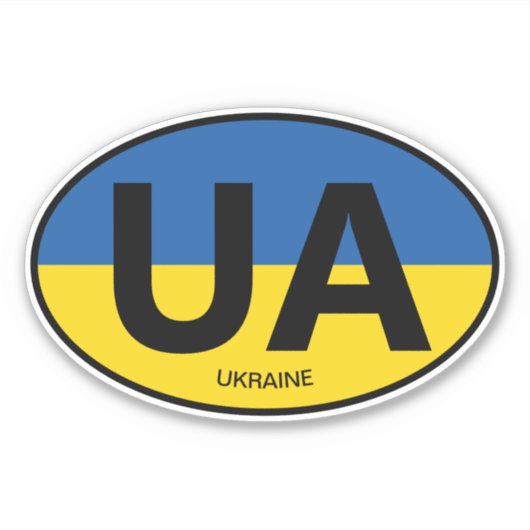Oval Ukraine vlag land code vinyl auto sticker (Voorkant)