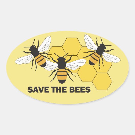 Ovale Abeigneurs Sauvez l'abeille Sticker (Devant)