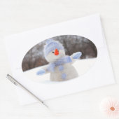 Ovale Adorable Snowman avec Sticker de Noël de l'Écharpe (Enveloppe)