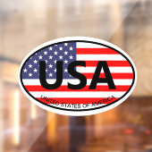 Ovale Amerikaanse vlag Verenigde Staten landcode a Raamsticker (Vel 2)