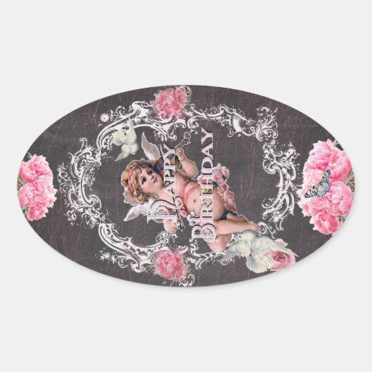 Ovale Anniversaire - Tableau noir - Sticker (Devant)