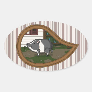 Ovale Basil Sticker pour cochon