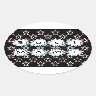 Ovale Best Mom Stars in Neon Sticker