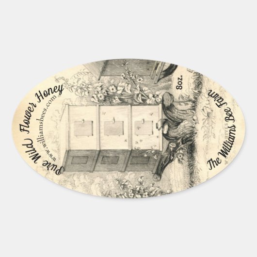  Ovale Bijen Hives Honey Jar Sticker (Voorkant)