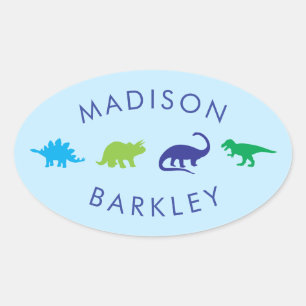 Ovale Bleu Dinosaure mignon Enveloppe Kid Dino Sticker