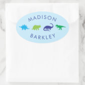 Ovale Bleu Dinosaure mignon Enveloppe Kid Dino Sticker (Sac)