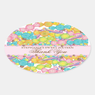 Ovale Bonbons très doux coloré sucré 16 Favor Sticker