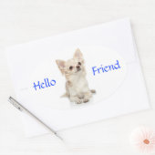 Ovale Bonjour ami Long Haired Chihuahua Sticker (Enveloppe)