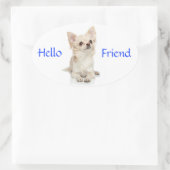 Ovale Bonjour ami Long Haired Chihuahua Sticker (Sac)