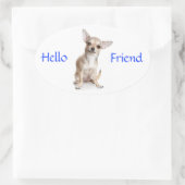 Ovale Bonjour ami Smiling Chihuahua Sticker (Sac)