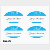 Ovale BONJOUR Personnalisé Mon Nom Est Sticker Badge (Feuille)
