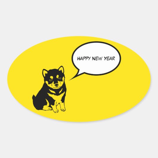 Ovale Bonne année 2018 Puppy Oval Sticker (Devant)