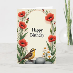 Ovale botanische verjaardagskaart kaart