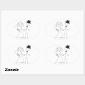 Ovale bruiloft voor zegels klinkende bride en brui (Vel)