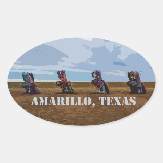Ovale Cadillac Ranch - Amarillo, Texas Sticker (Devant)