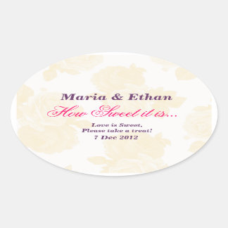 Ovale Crème Vintage Rose Comme il est doux Sticker