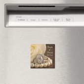 Ovale Diamond Ring and White Rose Wedding Magneet (Insitu (Vaatwasser))