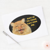 Ovale Dites Bonjour À Votre Chat Oval Sticker (Enveloppe)
