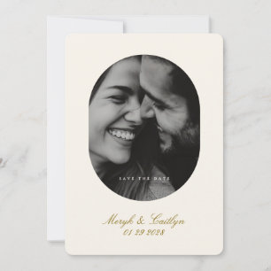 Ovale Elegante Trouwfoto Calligrafie Save The Date