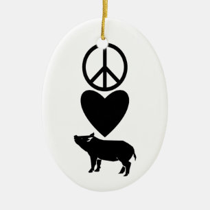 Ovale En Céramique Amour de paix et ornement de porcs