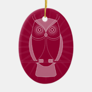 Ovale En Céramique Choisissez votre ornement sage de hibou de couleur