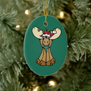 Ovale En Céramique Joyeux Noël ornement d'orignal