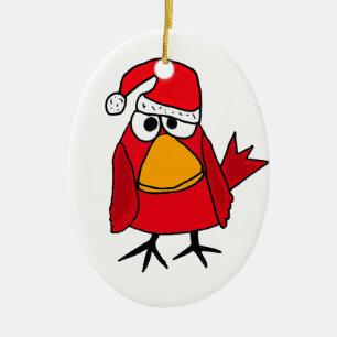 Ovale En Céramique Le BJ ornement cardinal rouge de Noël d'oiseau