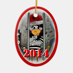 Ovale En Céramique Ornement 2014 de Noël de récidiviste