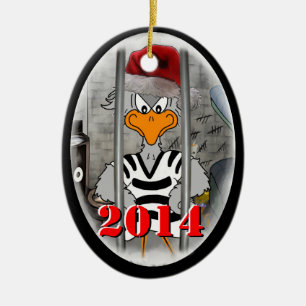 Ovale En Céramique Ornement 2014 de Noël de récidiviste